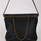 Chanel Chain Stitched Shopping Tote Black Calfskin 2021 AGHW