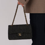 Rare Chanel 1997 Denim Classic Small Flap Bag 24K GP