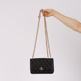Chanel 2022 Black Lambskin Turnlock Pearl Crush Wallet on Chain GHW