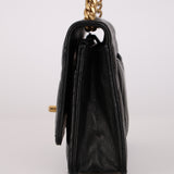 Chanel 2022 Black Lambskin Turnlock Pearl Crush Wallet on Chain GHW