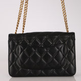 Chanel 2022 Black Lambskin Turnlock Pearl Crush Wallet on Chain GHW