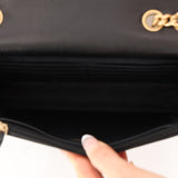 Chanel 2022 Black Lambskin Turnlock Pearl Crush Wallet on Chain GHW