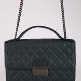 Chanel 2017 Deep Teal Quilted Caviar Medium CC University Flap RHW