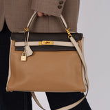 Limited Edition Hermes 2003 Tricolore Taurillon Clemence Kelly 32 Retourne BGHW