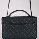 Chanel 2017 Deep Teal Quilted Caviar Medium CC University Flap RHW