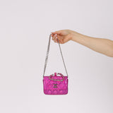 Chanel 2024 Iridescent Patent Quilted Carabiner Card Holder