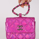 Chanel 2024 Iridescent Patent Quilted Carabiner Card Holder