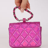 Chanel 2024 Iridescent Patent Quilted Carabiner Card Holder