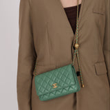 Chanel 2023 Seafoam Lambskin Pearl Crush Wallet on Chain