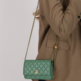 Chanel 2023 Seafoam Lambskin Pearl Crush Wallet on Chain