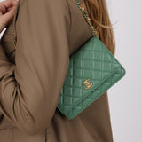 Chanel 2023 Seafoam Lambskin Pearl Crush Wallet on Chain