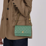 Chanel 2023 Seafoam Lambskin Pearl Crush Wallet on Chain
