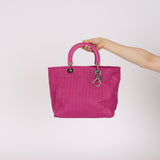 Christian Dior 2008 Fuchsia Woven Cannage Soft Lady Dior Shopping Tote