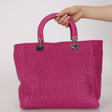 Christian Dior 2008 Fuchsia Woven Cannage Soft Lady Dior Shopping Tote