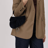 Dior 2020 Deep Navy Velvet Crystal Embellished Mini Saddle