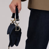 Dior 2020 Deep Navy Velvet Crystal Embellished Mini Saddle