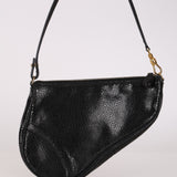 Rare Christian Dior 2001 Black Frogskin Saddle Pochette