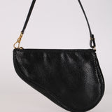 Rare Christian Dior 2001 Black Frogskin Saddle Pochette
