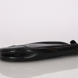 Rare Christian Dior 2001 Black Frogskin Saddle Pochette