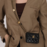 Chanel 2022 Caviar Twist Your Buttons Cardholder on Chain