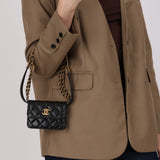 Chanel 2022 Caviar Twist Your Buttons Cardholder on Chain