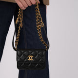Chanel 2022 Caviar Twist Your Buttons Cardholder on Chain