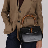 Vintage Gucci Boxcalf Bamboo 1947 Medium Top Handle