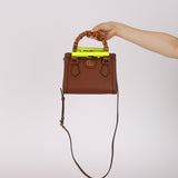 Gucci Cognac Leather Bamboo Mini Diana