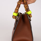 Gucci Cognac Leather Bamboo Mini Diana