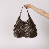 Limited Edition Gucci 85th Anniversary Multicolor Python Chevron Quilted XL Horsebit Hobo