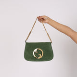 Gucci Blondie 2 Way Shoulder Bag Green Suede