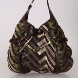 Limited Edition Gucci 85th Anniversary Multicolor Python Chevron Quilted XL Horsebit Hobo