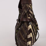 Limited Edition Gucci 85th Anniversary Multicolor Python Chevron Quilted XL Horsebit Hobo
