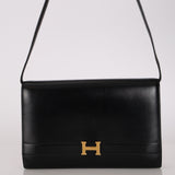 Hermès 1986 Noir Box Annie Shoulder Bag GHW