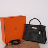 Hermès 1996 Noir Ardennes Kelly Retourne 32 GHW