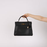 Hermès 1996 Noir Ardennes Kelly Retourne 32 GHW