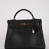 Hermès 1996 Noir Ardennes Kelly Retourne 32 GHW