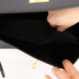 Hermès 1996 Noir Ardennes Kelly Retourne 32 GHW