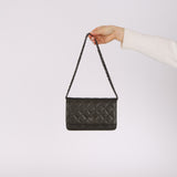 Chanel 2017 Iridescent Gray Caviar Wallet on Chain SHW