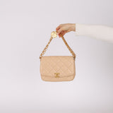 Chanel 2020 Beige CC Quilted Bijoux Coin Flap Bag