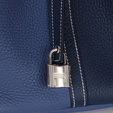 Hermès 2021 Casaque Bleu Sapphire and Bleu Brighton Clemence Picotin Lock 22 PHW