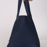 Hermès 2021 Casaque Bleu Sapphire and Bleu Brighton Clemence Picotin Lock 22 PHW