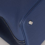 Hermès 2021 Casaque Bleu Sapphire and Bleu Brighton Clemence Picotin Lock 22 PHW