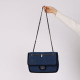 Chanel 2015 Blue Wool Medium Paris-Salzburg Edelweiss Single Flap Bag