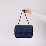 Chanel 2015 Blue Wool Medium Paris-Salzburg Edelweiss Single Flap Bag