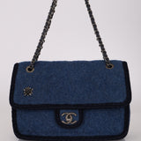 Chanel 2015 Blue Wool Medium Paris-Salzburg Edelweiss Single Flap Bag