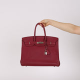 Hermès 2010 Rouge Rubis Clemence Birkin Retourne 35 PHW