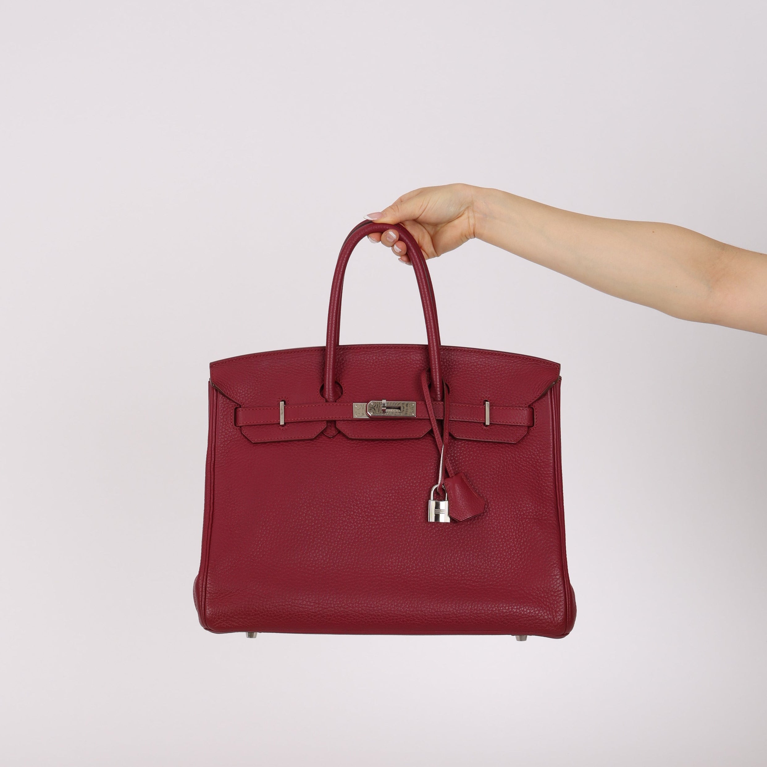 Hermès 2010 Rouge Rubis Clemence Birkin Retourne 35 PHW