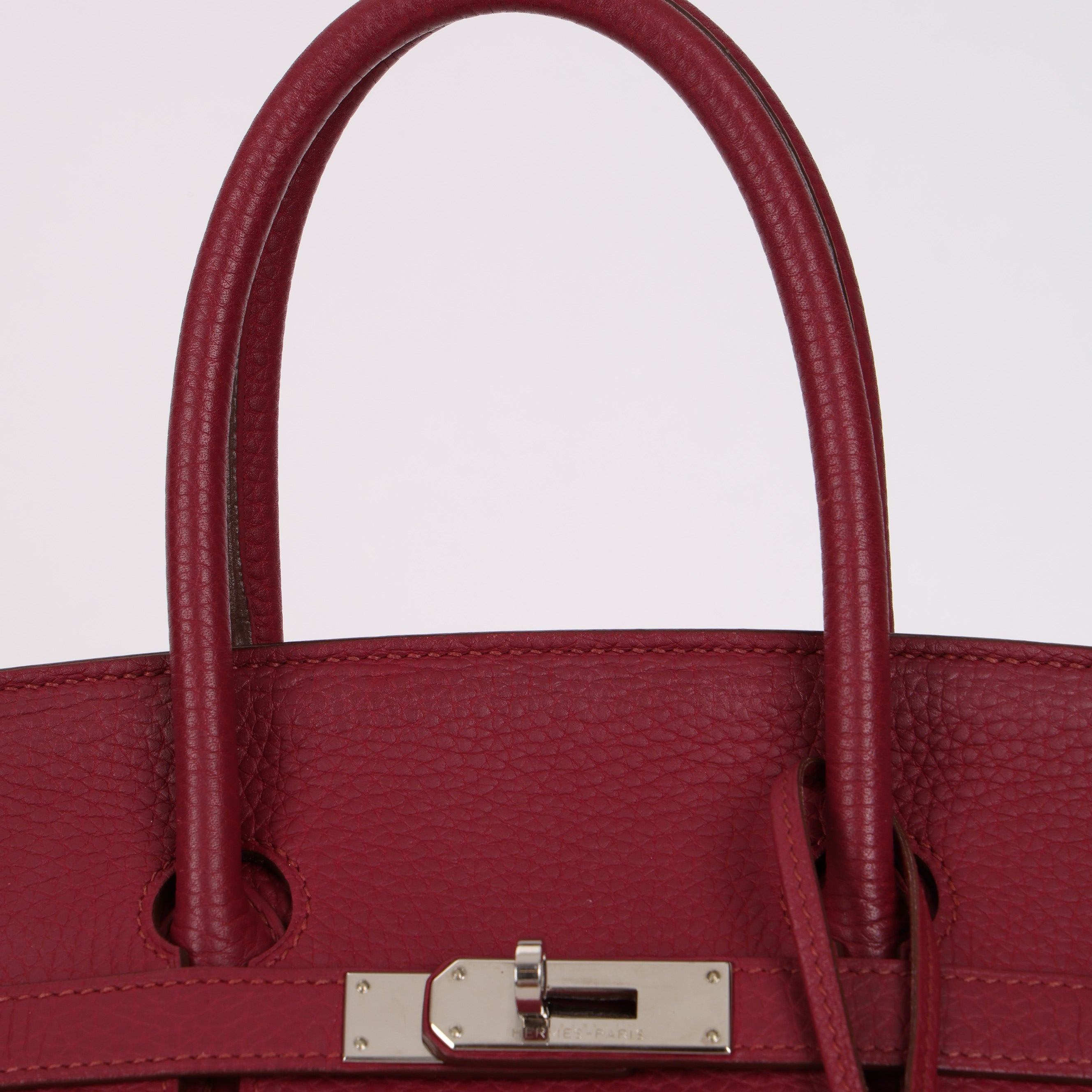 Hermès 2010 Rouge Rubis Clemence Birkin Retourne 35 PHW