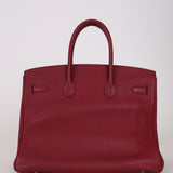Hermès 2010 Rouge Rubis Clemence Birkin Retourne 35 PHW